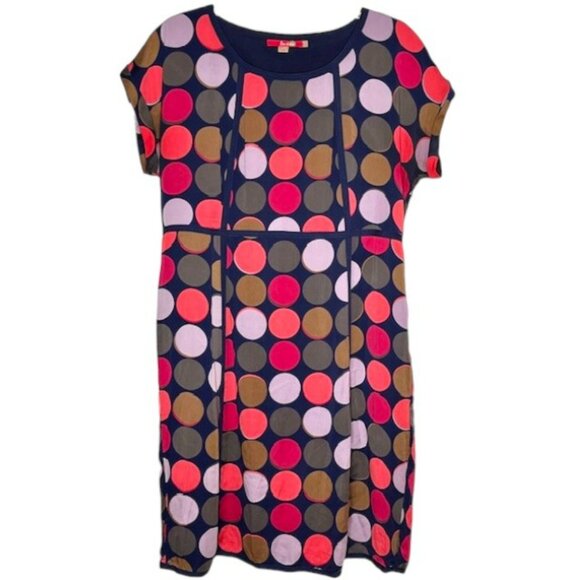 Boden Dresses & Skirts - Boden Notting Hill Silk Polka Dot Short-Sleeved Dress - Navy - 12L